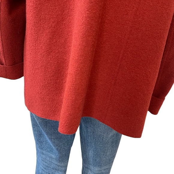 Vintage handmade rust wool felt coat button down M zip pockets - Picture 9 of 12